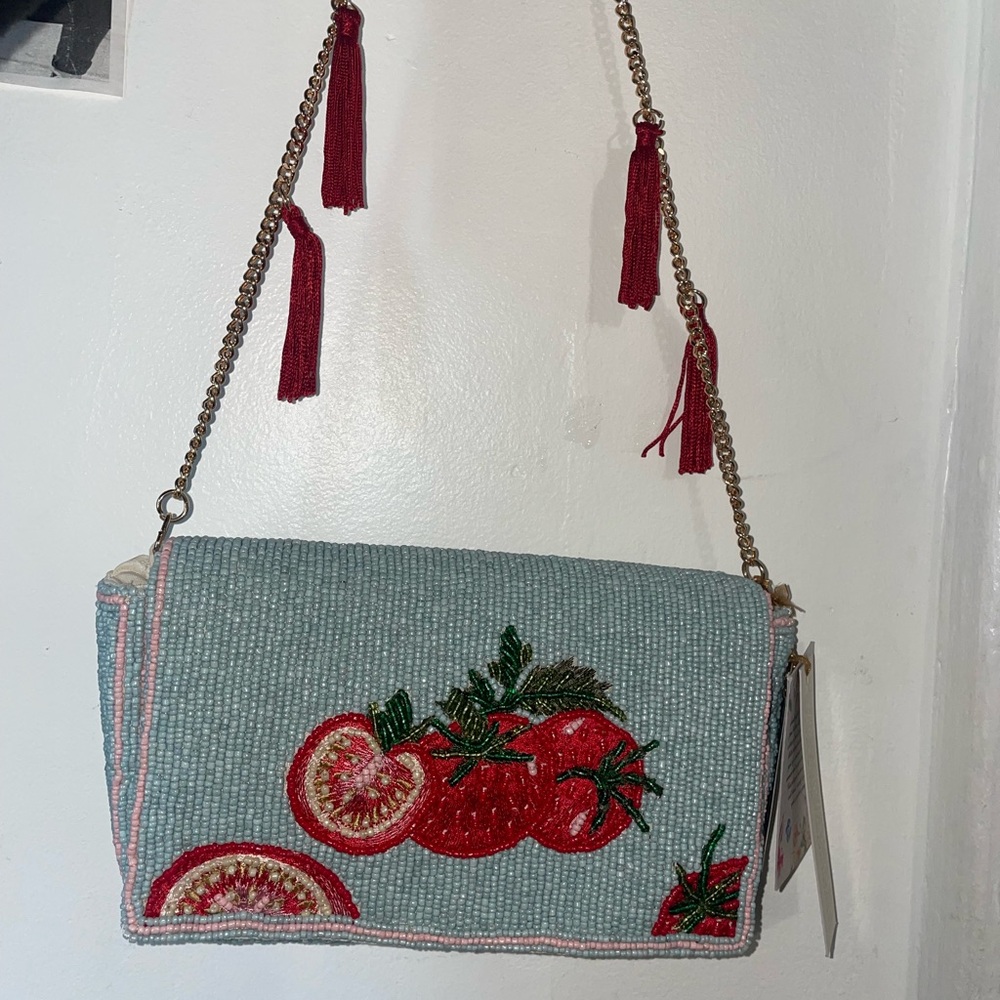 Embroidered Blue and Red Women's Bag